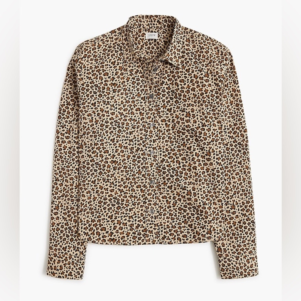 J.Crew Factory Leopard Print Button Down Shirt Size L NWT